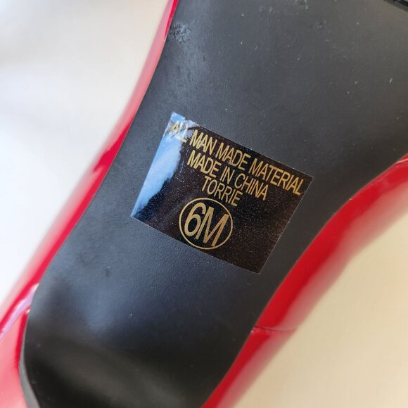 Pop Of Red Torrie Red Shiny Mary Jane Platform Heels City Classified Comfort 6M - Picture 9 of 14